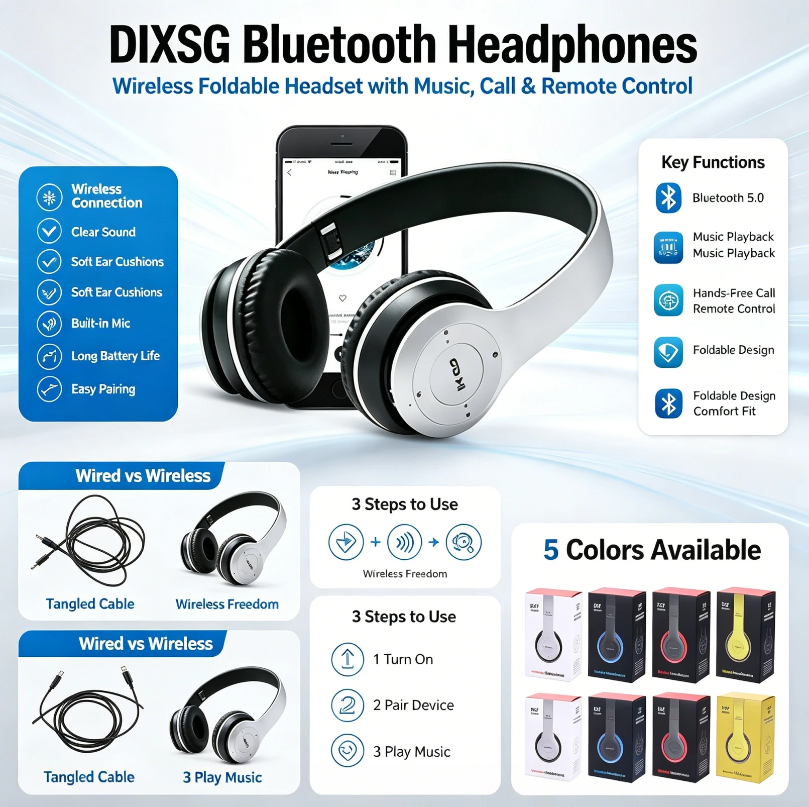 Gaming Accessories Iphone - Stereo P47 Headset 5.0 Bluetooth Headset