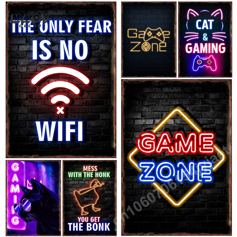 Gaming Accessories Europe - Neon Gaming Zone Metal Tin Sign