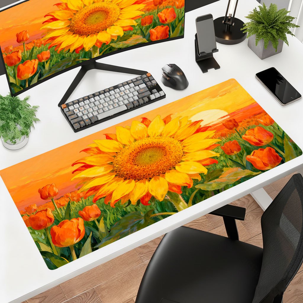 Gaming Accessories Brands - Brand Yellow Sunflower Mouse Pad, Thick